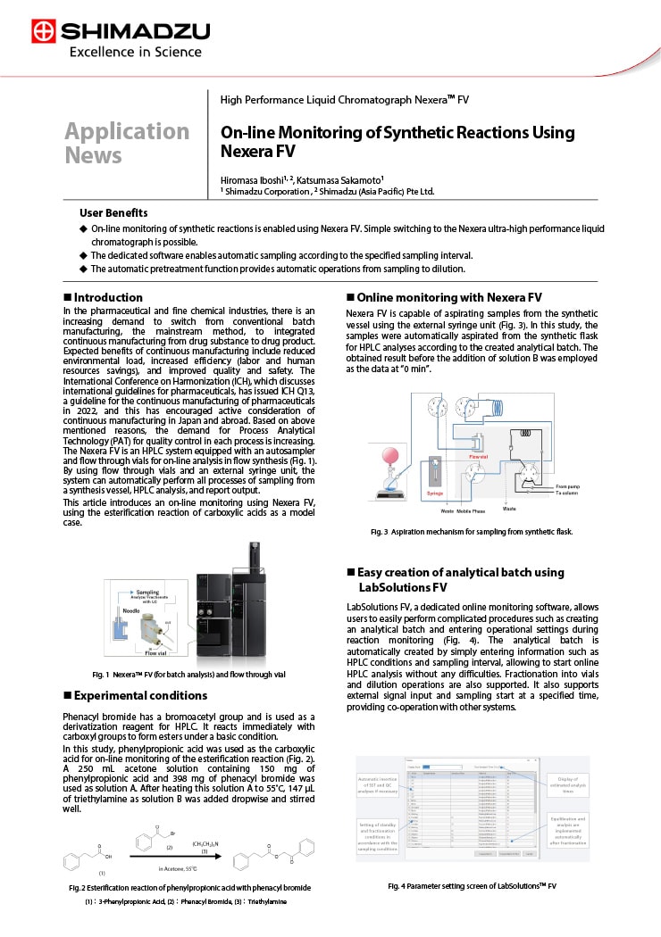 On-line Monitoring of Synthetic Reactions Using  Nexera FV