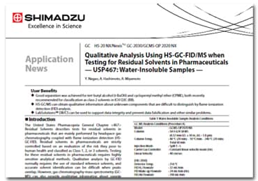 Residual Solvents Analysis in Pharmaceuticals in Accordance with ICH Q3C (R8) Guideline — USP467: Water-Insoluble Samples —