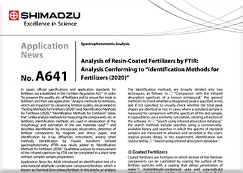Analysis of Resin-Coated Fertilizers by FTIR:  Analysis Conforming to “Identification Methods for Fertilizers (2020)” 