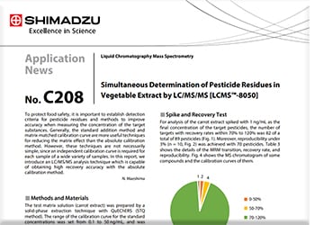 Simultaneous Determination of Pesticide Residues in Vegetable Extract by LC/MS/MS [LCMS™-8050]
