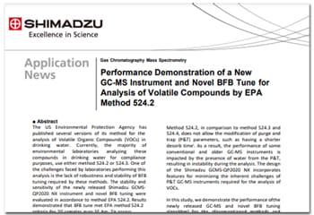 Performance Demonstration of a New GC-MS Instrument and Novel BFB Tune for Analysis of Volatile Compounds by EPA Method 524.2