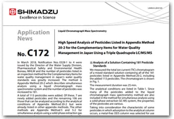 High Speed Analysis of Pesticides Listed in Appendix Method 20-2 for the Complementary Items for Water Quality Management in Japan Using a Triple Quadrupole LC/MS/MS
