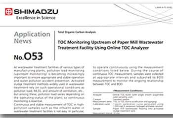 TOC Monitoring Upstream of Paper Mill Wastewater Treatment Facility Using Online TOC Analyzer