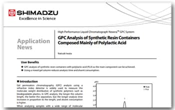 GPC Analysis of Synthetic Resin Containers Composed Mainly of Polylactic Acid