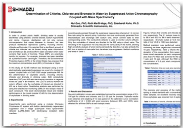 Determination of Chlorite, Chlorate, and Bromate in Water by Suppressed Anion Chromatography Coupled with Mass Spectrometry