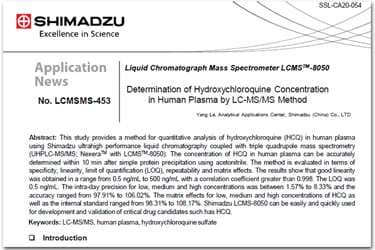Determination of Hydroxychloroquine Concentration in Human Plasma by LC-MS/MS Method