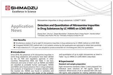 Detection and Quantitation of Nitrosamine Impurities in Drug Substances by LC-HRMS on LCMS-9030