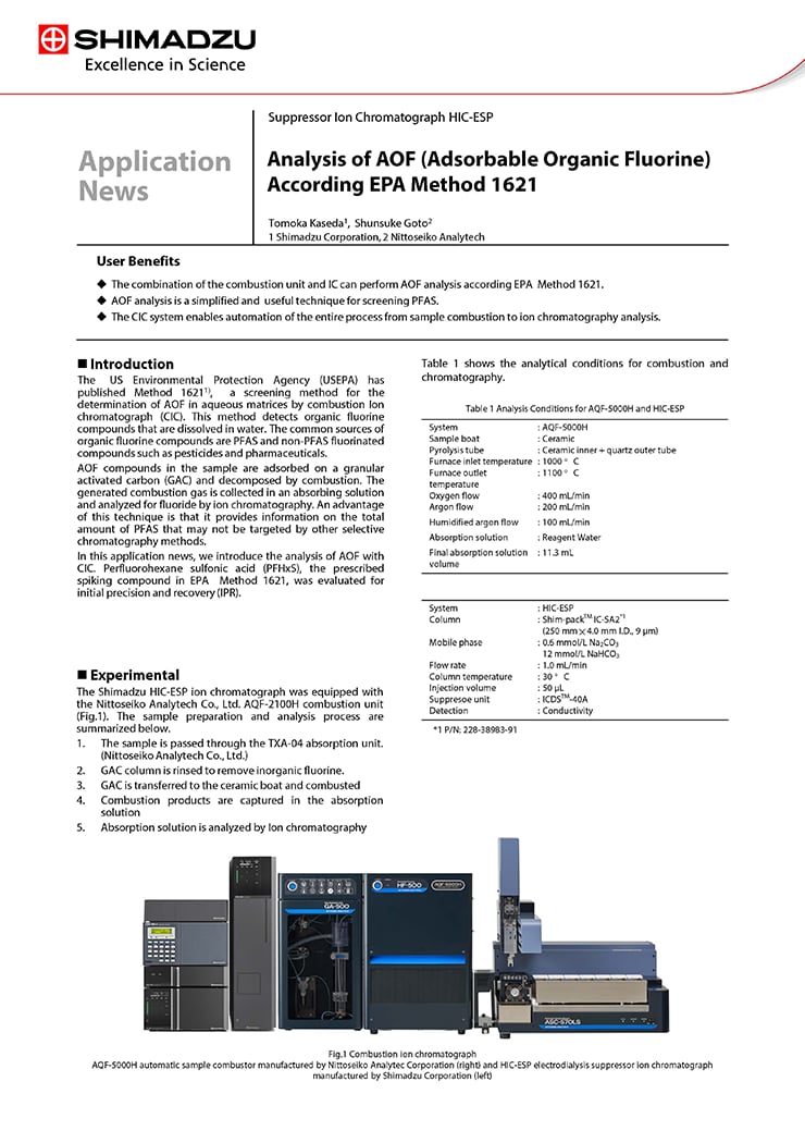 Analysis of AOF (Adsorbable Organic Fluorine) According to EPA Method 1621