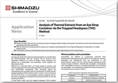 Analysis of Thermal Extracts from an Eye Drop Container via the Trapped Headspace (THS) Method 