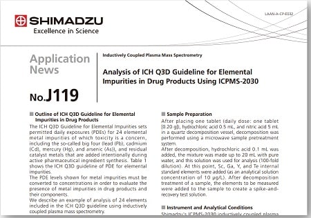 I Analysis of ICH Q3D Guideline for Elemental Impurities in Drug Products Using ICPMS-2030