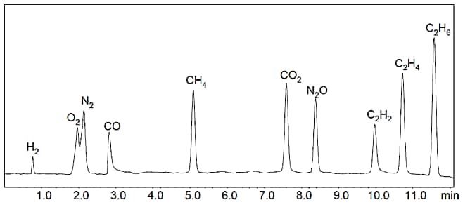 Example of the Analysis of Various Gases at 5 ppm Concentration in He