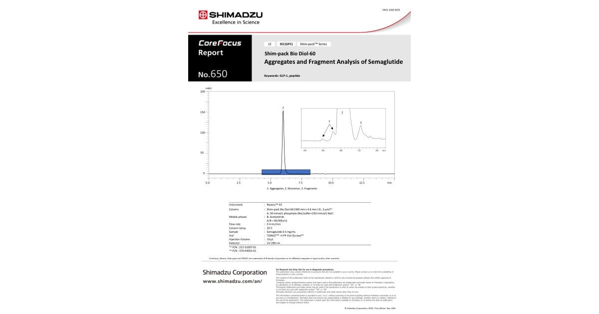 Aggregates and Fragment Analysis of Semaglutide : SHIMADZU (Shimadzu ...