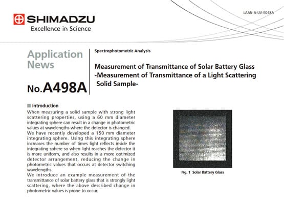 Measurement of Transmittance of Solar Battery Glass -Measurement of Transmittance of a Light Scattering Solid Sample-