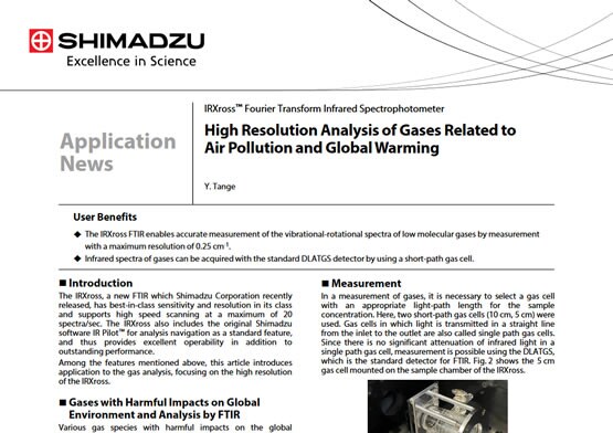 High Resolution Analysis of Gases Related to Air Pollution and Global Warming