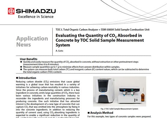 Evaluating the Quantity of CO<sub>2</sub> Absorbed in Concrete by TOC Solid Sample Measurement System