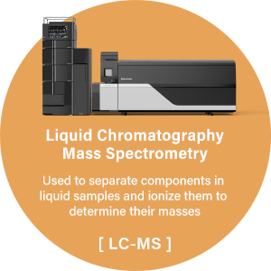 Liquid Chromatograph Mass Spectrometer:Used to separate components in liquid samples and ionize them to determine their masses [LC-MS]