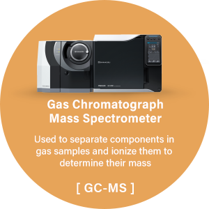 Gas Chromatograph Mass Spectrometer:Used to separate components in gas samples and ionize them to determine their mass [GC-MS]