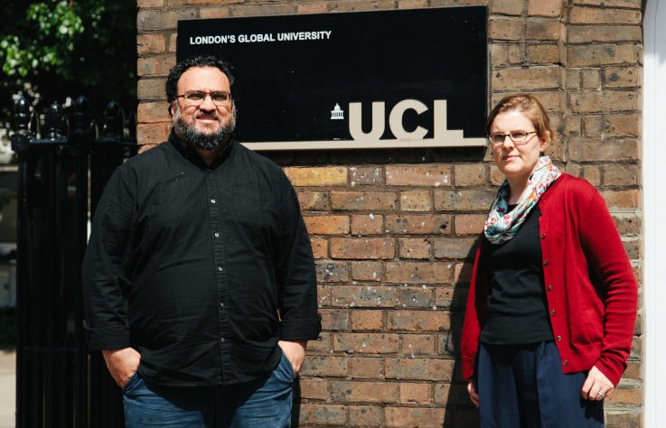 Profesora Antonia Hamilton del Instituto de Neurociencia Cognitiva y Dr. Ilias Tachtsidis del Departamento de Física Médica e Ingeniería Biomédica