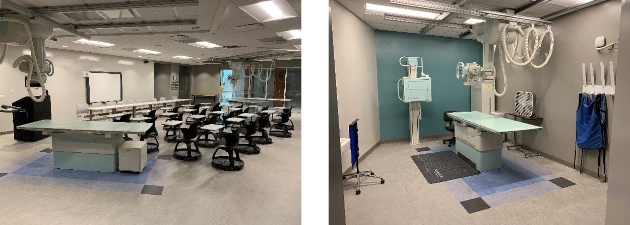 Multiple diagnostic X-ray systems are installed in lecture and practice rooms.
