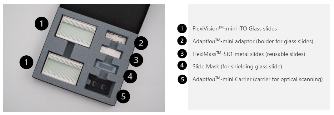 MALDI Benchtop imaging Starter Kit image: unboxed components.  Kit includes MALDI Solutions Imaging wizard license and IonView imaging viewer license