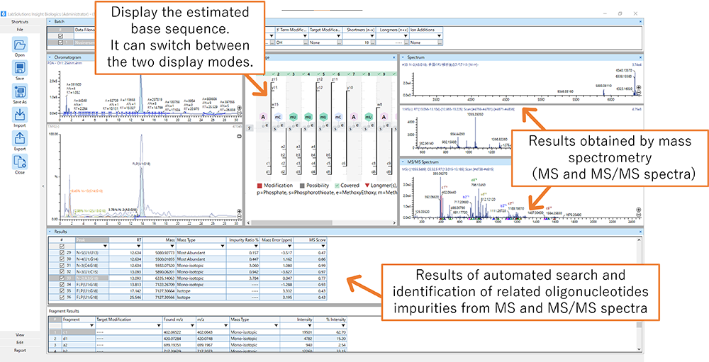 Imagen: Ventana del software LabSolutions Insight Biologics