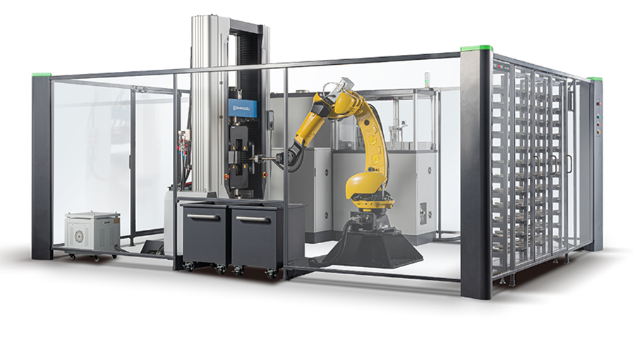 Representación de la instalación del sistema de prueba universal automático serie SAGX-V