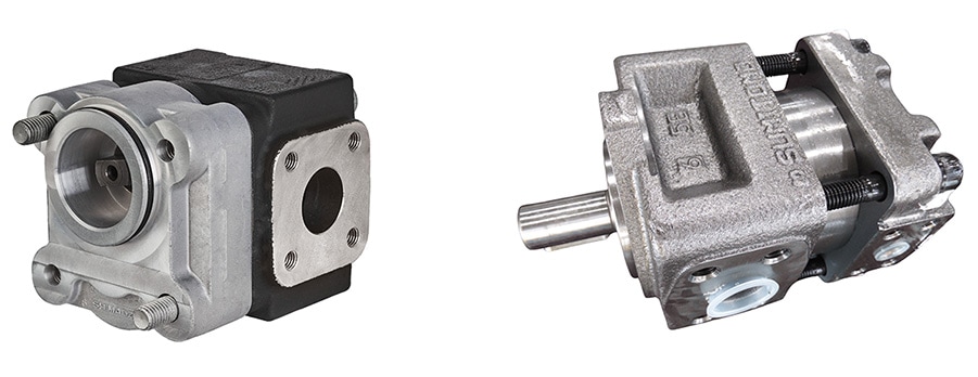 Fotos dos produtos: (Da esquerda para a direita) Série Serenade SRP300 da Shimadzu e Série de bombas QT da Sumitomo Precision Products