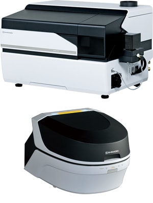 Shimadzu ICP mass spectrometer (upper) and X-ray fluorescence spectrometer (lower)useful for detecting hazardous substances from wood-based biomass power generation