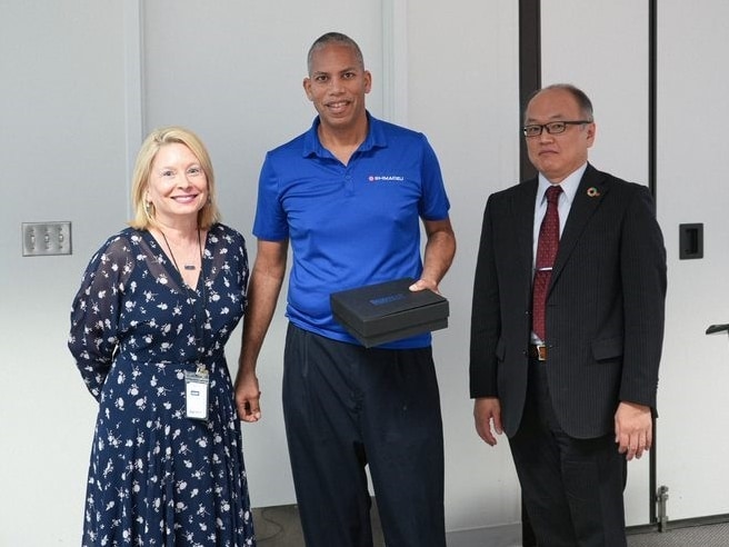 Roma S. Brodecki, Diversity, Inclusion and Culture Manager, Mark Alston, National Service Agreement Sales Director and co-chair of a group of SSI’s ERGs and Yoshiaki Maeda, SSI President.