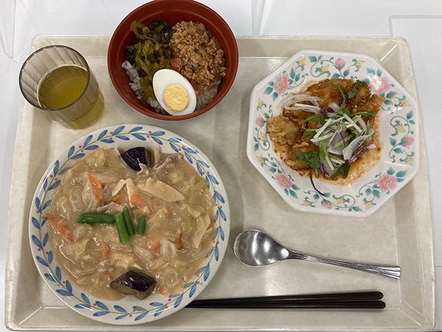 Menu from around the world served in the cafeteria