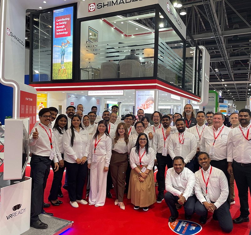 SMEA members at Shimadzu booth