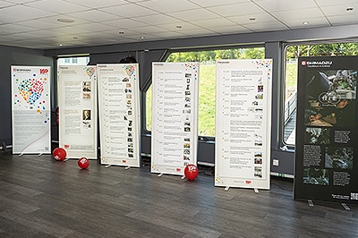 The history of the Shimadzu Group was presented on the History Walk