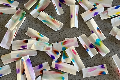 Pen ink analyzed via paper chromatography