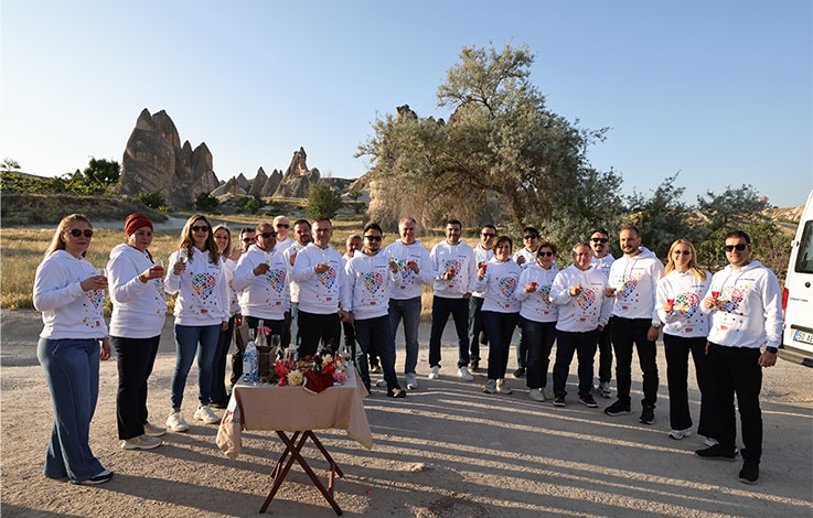 All participants wearing matching sweatshirts