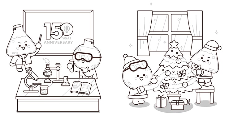 Coloring pages of SSK’s official characters “Peri & Tube”