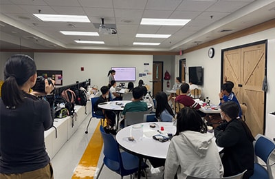 Students listen attentively during the class