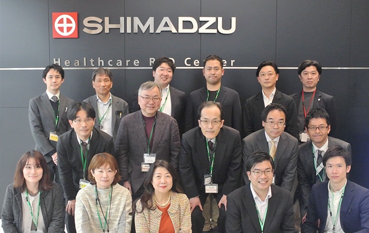 The six startup companies that took the stage and officials from the organizing and co-organizing secretariats