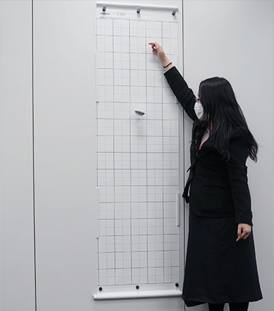 Kawasaki explains how to use the screen she developed