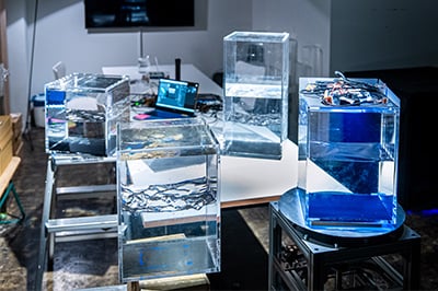 A scene from the making of the work