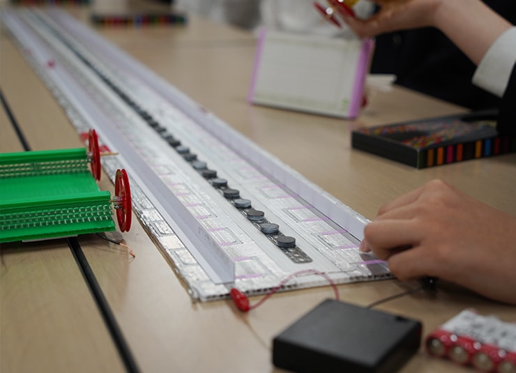 Magnets attached to the rail