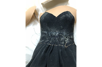 Bodice and skirt fixed to the torso